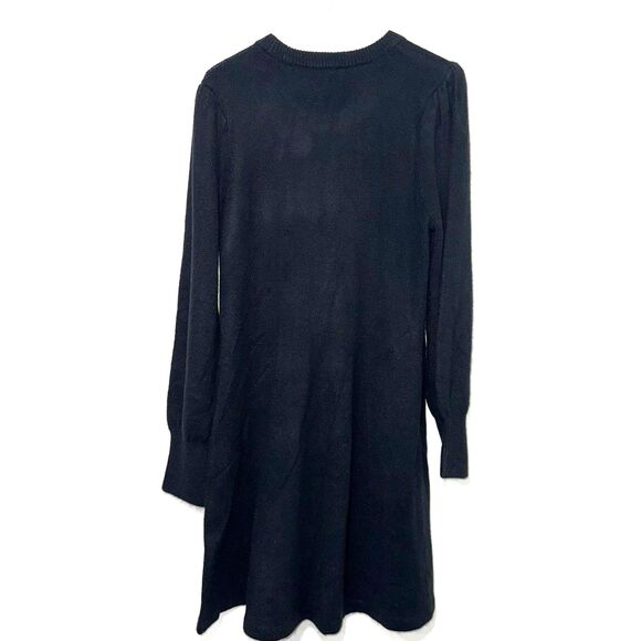 CeCe Rhinestone Bow Long-Sleeve Sweater Dress - Black L - Picture 6 of 10